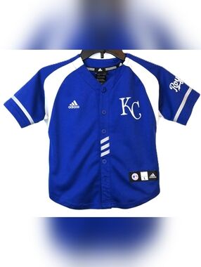 Adidas Kansas City Royals MLB Youth Baseball Jersey Size L Athleisure Button-dow